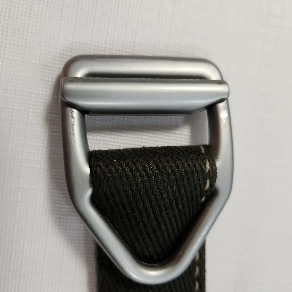 Bison Designs Belt Nylon Web Medium Dark Green Silver Metal Buckle Made in USA